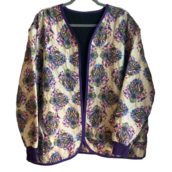 Handmade Jackets & Blazers - Handmade Womens Size 2XL Jacket Bohemian Boxy Relaxed Quilted Paisley